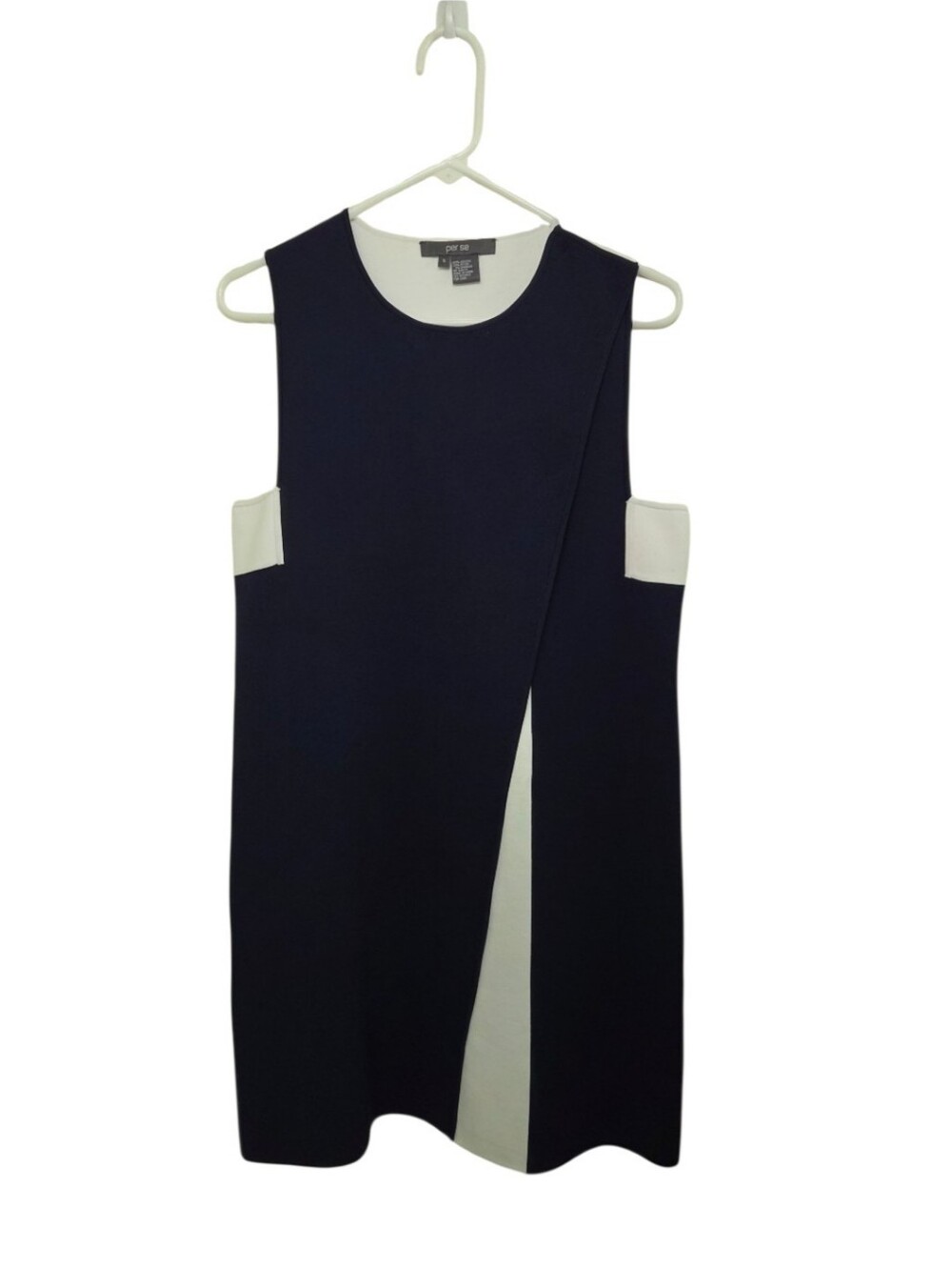 Women's Per Se Navy Blue & White Dress Sz Small